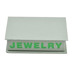 Темный Морско-зеленый Слова, напечатанная бумага, витрины для ювелирных изделий, магнитные футляры, футляры для хранения колец, серег, ожерелий, браслетов, с губкой внутри, прямоугольные, темно-зеленый, 12.5x8x3.3 см