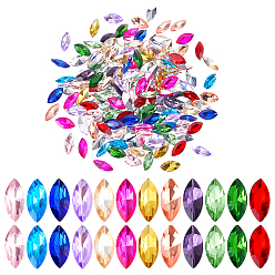 (52) Непрозрачная лаванда 192 шт 12 цвета стеклянные кабошоны со стразами, лошадиный глаз , разноцветные, 15x7x4 мм, 16 шт / цвет