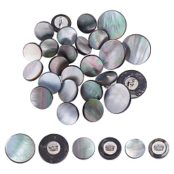 Черный 30 шт. 3 стили 1 пуговицы с корпусом из сплава с отверстием под стержень, плоско-круглые, платина, чёрные, 10~15x6~6.5 мм, отверстие : 2~2.5 мм, 10 шт / стиль