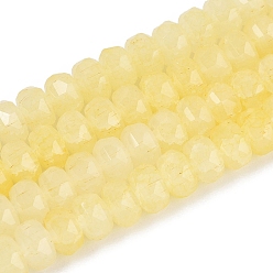 Светло-хаки Нити из бусин с эффектом кракелюра, имитирующие нефрит., рондель, граненые, светлый хаки, 7.5~8x5~5.5 мм, отверстие : 1.4 мм, около 70~71 шт / нитка, 14.57~14.76 дюйм (37~37.5 см)