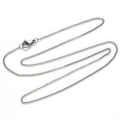 Stainless Steel Color 304 Stainless Steel Curb Chain Necklace, with Lobster Claw Clasp, Stainless Steel Color, Link: 3x2x0.6mm, 19.68 inch(50cm)