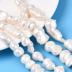 Кремово-белый Натуральный жемчуг в стиле барокко кеши, зарождающаяся жемчужина, арахис, кремово-белые, 10~41x10~44x5.5~15 мм, отверстие : 0.5 мм, около 15~23 шт / нитка, 14.37~16.14 дюйм (36.5~41 см)