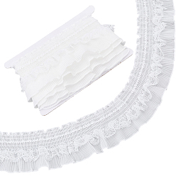 White 5Yards Polyester Lace Ribbon, for DIY Craft Sewing Accessories, White, 3-1/2 inch(90mm)