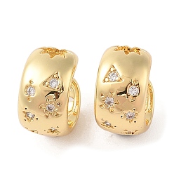 Настоящее золото 18K Серьги-манжеты из латуни с микро-паве, прозрачные серьги-манжеты с кубическим цирконием для женщин, без кадмия и без свинца, долговечный, треугольные, реальный 18 k позолоченный, 16x9 мм