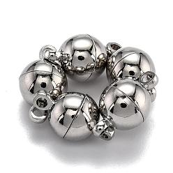 Платина Стеллаж гальванический латунные магнитные застежки с петлями, сильный магнит n 45, долговечный, круглые, платина, 18.5x12 мм, отверстие : 2.2 мм