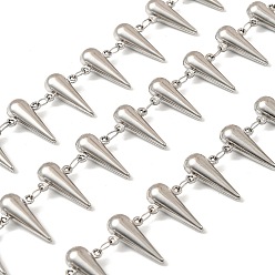 Нержавеющая Сталь Цвет 304 Цепи из нержавеющей стали с каплевидными звеньями, пайки, с катушкой, цвет нержавеющей стали, 19x12x6.5 мм, около 5 м / рулон