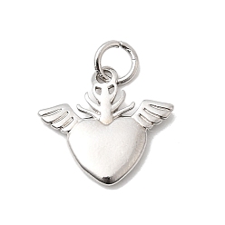 Платина Латунные подвески, чары священного сердца, долговечный, без кадмия и без свинца, с целью перехода в кольце, платина, 14.5x15.5x2 мм, отверстие : 3 мм