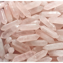 Rose Quartz Natural Rose Quartz Double Terminated Point Healing Stones, Reiki Stones Bullet for Energy Balancing Meditation Therapy, 32x8mm