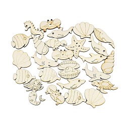 Mixed Shapes 25 шт. необработанные деревянные вырезы, для самостоятельного изготовления предметов домашнего декора, разнообразные, 14.5~35x15~39.5x2 мм