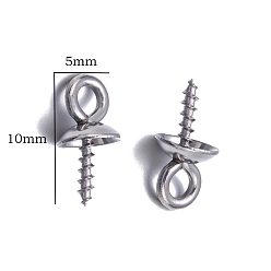 Нержавеющая Сталь Цвет Некоррозийные держатели для чашек из нержавеющей стали, за половину пробурено бисера, цвет нержавеющей стали, 10x5 мм, штифты : 1 мм, 50 шт / комплект