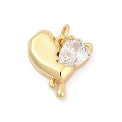 Настоящее золото 18K Кулон из циркония, расплавленные капли разбитые сердечные талисманы, долговечный, без свинца и без кадмия, стойки покрытие, с целью перехода в кольце, реальный 18 k позолоченный, 14.5x14x4 мм, отверстие : 3.3 мм