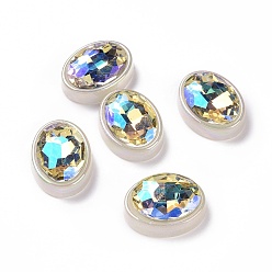 White Rainbow Iridescent Plating Acrylic Cabochons, Glitter Cabochons, Oval, White, 22x16.5x8mm