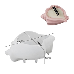 White DIY Silicone Candle Molds, for Candle Making, Shell Shape, White, 14.8x10x6.3cm