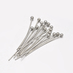 Platinum Brass Ball Pins, Platinum, 25x0.4mm, 26 Gauge, Head: 2mm, about 8700pcs/500g