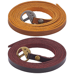 (52) Непрозрачная лаванда 2 шт. 2 цвета товары двойного назначения, кожаные браслеты / цепные ремни, со сплавочной фурнитурой, плоско-круглые, разноцветные, 39.8 дюйм (101 см), шириной 6 мм , 1 шт / цвет