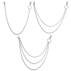 Платина 3 шт. 3 стили ремни-цепочки из сплава и железа с кольцами для брюк, платина, 457~595 мм, 1 шт / стиль