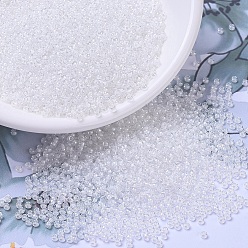 (RR1104) White Lined Crystal MIYUKI Round Rocailles Beads, Japanese Seed Beads, (RR1104) White Lined Crystal, 11/0, 2x1.3mm, Hole: 0.8mm, about 1100pcs/bottle, 10g/bottle