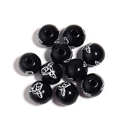 Черный Печатные деревянные бусины, коровья рука, чёрные, 16 мм, 10 шт / комплект