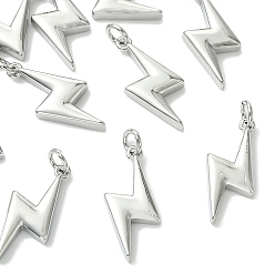Platinum SHEGRACE Brass Pendants, Lightning Bolt Charms, Cadmium Free & Lead Free & Nickel Free, Platinum, 22x10.5x3mm, Hole: 3mm