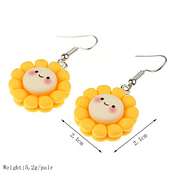 Золотистый Серьги-подвески из смолы на тему еды, платина, цветок, золотые, 21x21 мм