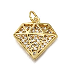 Настоящее золото 18K Латунные микро проложить кубического циркония подвески, алмазные прелести, долговечный, стойки покрытие, без свинца и без кадмия, с целью перехода в кольце, реальный 18 k позолоченный, 16.5x17.5x4.5 мм, отверстие : 3.5 мм