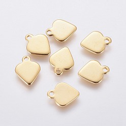 Golden 201 Stainless Steel Pendants, Stamping Blank Tag, Heart, Golden, 10x7x1mm, Hole: 1mm