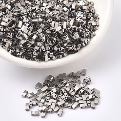 (HTL194) Palladium Plated MIYUKI Half TILA Beads, Japanese Seed Beads, 2 Hole, (HTL194) Palladium Plated, 5x2.3x1.9mm, Hole: 0.8mm, about 12500pcs/500g