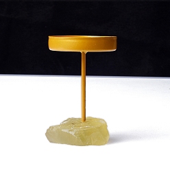 Плоский Круглый Металлические подсвечники, с натуральными цитриновыми основаниями, плоско-круглые, 170x70 мм