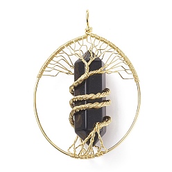 Obsidian Natural Obsidian Big Pendants, with Brass Findings, Teardrop, 69~71x49~51.5x15~18mm, Hole: 5x6mm