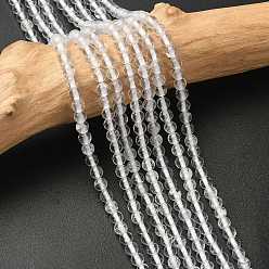 Хрусталь Природный кристалл кварца круглые бусины пряди, бусины из горного хрусталя, 4 мм, отверстие : 0.8 мм, около 89~94 шт / нитка, 15~15.5 дюйм