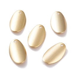 Real 24K Gold Plated Brass Charms, Oval, Real 24K Gold Plated, 14x8x2mm, Hole: 1mm