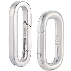 (52) Непрозрачная лаванда 2 шт. 2 стили 925 кольца с пружинным затвором из стерлингового серебра, овальные, разноцветные, 17~21.5x8~9.5x2.5 мм, 1 шт / стиль