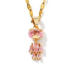 Pink Латунные ожерелья с подвеской в виде медведя из кубических цирконий, золотые, розовые, 15.75 дюйм (40 см)
