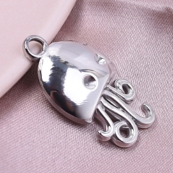 Stainless Steel Color Non-Tarnish 304 Stainless Steel Pendants, Octopus Charm, Stainless Steel Color, 24x13x3mm, Hole: 2mm