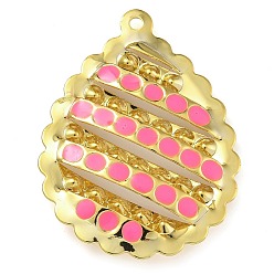 Ярко-Розовый Подвески из латуни с эмалью в стойку, долговечный, без свинца и без кадмия, реальный 18 k позолоченный, очарование слезы, ярко-розовый, 40x30x5 мм, отверстие : 1.8 мм