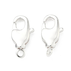 Посеребрённый Карабин-лобстеры, латунные, долговечный, без свинца и без кадмия, стойки покрытие, 925 серебро покрытием, 12x6x3 мм, отверстие : 1.3 мм