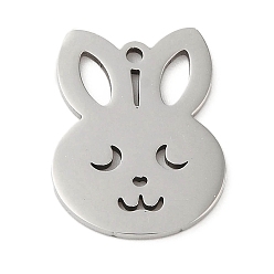 Нержавеющая Сталь Цвет Не тускнеет 5шт 201 подвески из нержавеющей стали, лазерная резка, очарование кролика, цвет нержавеющей стали, 17x13.5x1 мм, отверстие : 1 мм