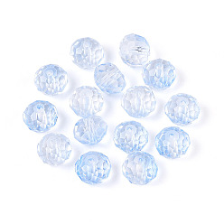 Озёрно--синий Выпечка расписные прозрачные стеклянные бусины, рондель, граненые, Плут синий, 9.5~10x7.5~8 мм, отверстие : 1.6 мм, Около 1085 шт / 1000 г