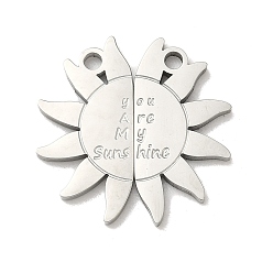 Нержавеющая Сталь Цвет 304 подвески из нержавеющей стали, солнце со словом ты мое солнце, цвет нержавеющей стали, 22.5x22.5x1.5 мм, отверстие : 2 мм