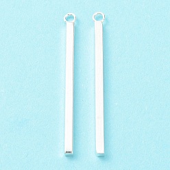 Серебро 304 подвески из нержавеющей стали, бар очарование, серебряные, 37.5x2x2 мм, отверстие : 1.8 мм