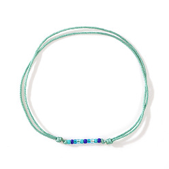 Бледно-Зеленый Стеклянные бусины плетеные браслеты из бисера, регулируемые плетеные браслеты из нейлонового шнура для пары, бледно-зеленый, внутренний диаметр: 11 дюйм (28 см)