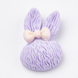 Лиловый Кроличьи смолы кабошоны, кролик голову с бантом, сирень, 25x16.5x7.5 мм