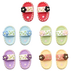 (52) Непрозрачная лаванда 60шт 10 цветные кабошоны из непрозрачной смолы, тапочки с цветком, разноцветные, 22x13x9 мм, 6 шт / цвет