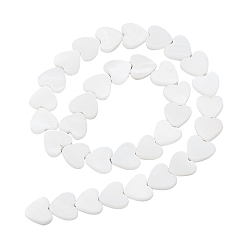 Creamy White 2 Strands Natural Freshwater Shell Beads Strands, Heart, Creamy White, 10x10~11x3mm, Hole: 1.5mm, about 40pcs/strand, 14.1 inch