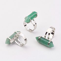 Зеленый Авантюрин Естественный зеленый авантюрин палец кольца, с обнаружением железного кольца, платина, пуля, Размер 8, 18 мм