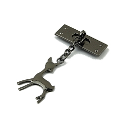 Черный Цвет Металла Металлические украшения в виде оленей, принадлежности для изготовления женских сумок, металлический черный , 7.4x4.2 см