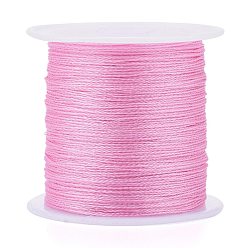 Бледно-Розовый Полиэфирная плетеная металлическая нить, для изготовления и вышивки плетеных браслетов своими руками, розовый жемчуг, 0.4 мм, 6 -ply, около 54.68 ярдов (50 м) / рулон