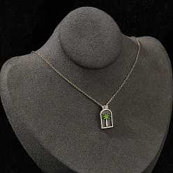 Золотой Арка с кокосовой пальмой латунные эмалевые подвески ожерелья, золотые, 17.72 дюйм (45 см)