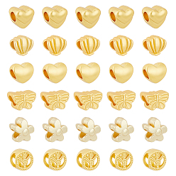 Матовый Золотой Цвет 60шт 6 стили сплав европейские бусины, бусины с большим отверстием, матовый стиль, разнообразные, матовый золотой цвет, 8.5~10.5x10~12x7~9 мм, отверстие : 4.5~7 мм, 10 шт / стиль