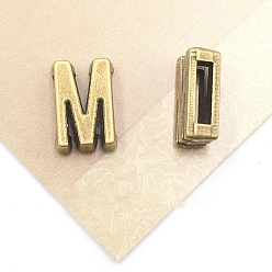 Letter M Тибетский стиль сплава Silde амулеты, Письмо ~ Z, античная бронза, Буква М, 11x5x4 мм, отверстие : 7x2 мм